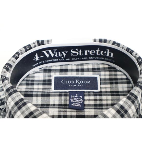 Club Room Slim Fit 4-Way Stretch Black and White Button Down Size S - Picture 3 of 5
